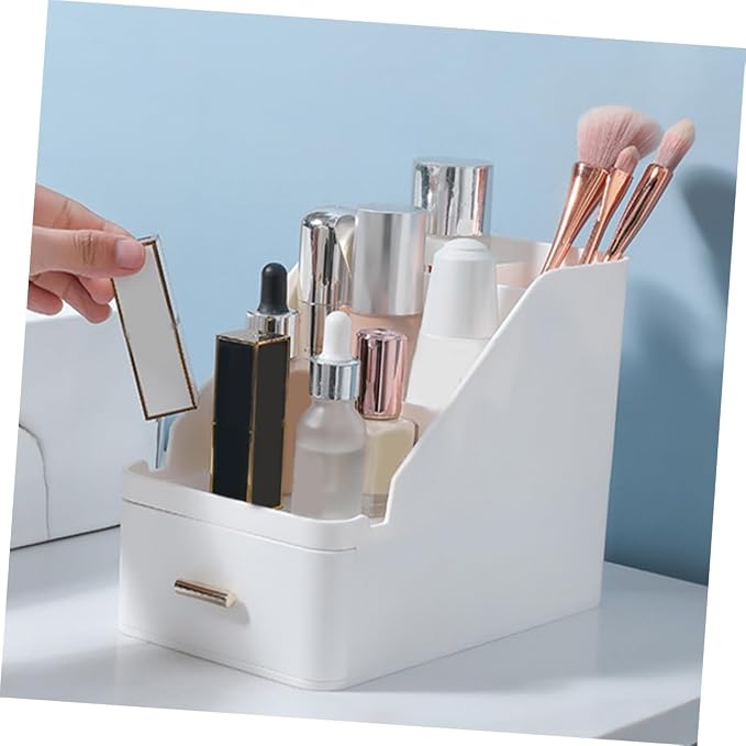 Luxshiny Large Capacity Desk Storage Box with Drawer Multi Functional Desktop Organizer Pen Holder for Home and Office Versatile Compartments for Supplies Modern Design