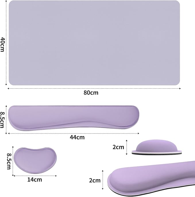 Mouse and Keyboard Pad, 3-in-1 Desk Mat Set, Wrist Rest for Computer Keyboard, Ergonomic Keyboard Wrist Rest Set for Office Home Decor(Lavender, 31.5" x 15.7")