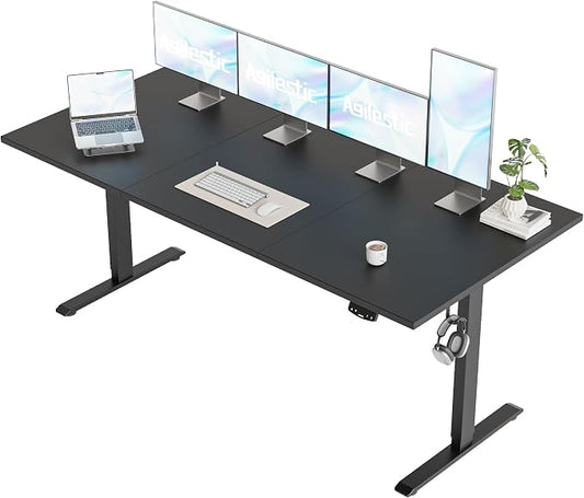 Agilestic Electric Standing Desk, 71 x 31.5 Inches Height Adjustable Desk, Sit Stand up for Work Office Home, Ergonomic Rising Computer Table with Memory Preset, Black