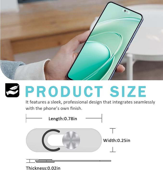 Front Camera Cover Compatible for Android Phones/Pixel/Galaxy/iPad - Webcam Blocker for Single Front Camera, Privacy Slider Protects Your Phone Security-Silver