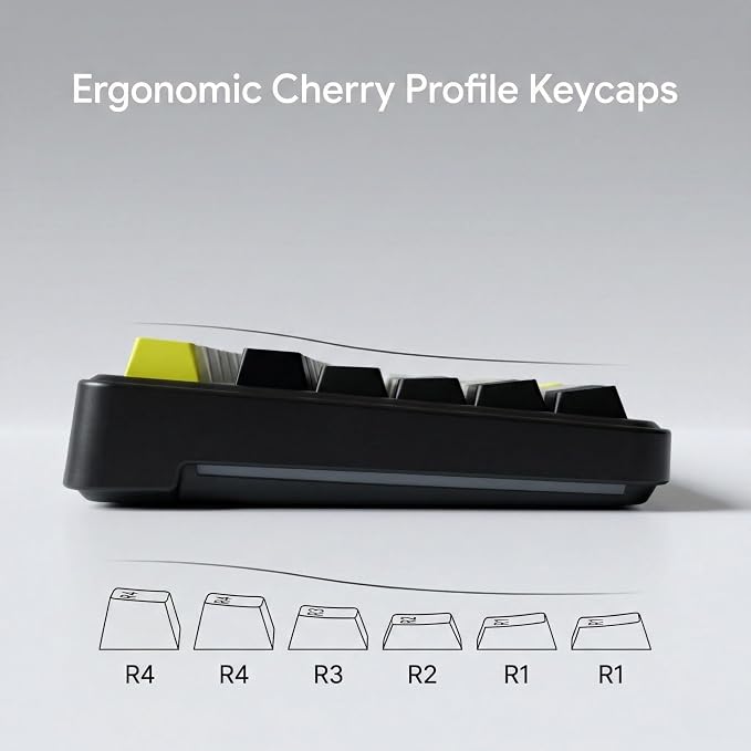 130 Keys Black Grey Yellow PBT Keycaps, Double Shot Cherry Profile Keycap Set, Custom Mechanical Keyboard Keycaps for 60% 65% 75% 87% 100% ANSI Layout，Cherry Mx Switches