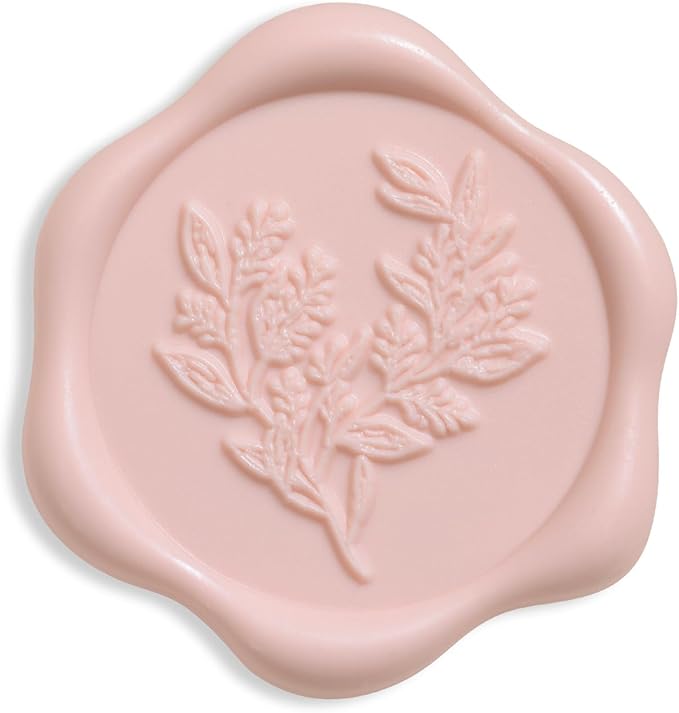UNIQOOO Wax Seal Stickers - Eucalyptus Wedding Invitation Envelope Seal Stickers, 50 Pcs Self- Adhesive Blush Pink Stickers, Perfect for Invitation, Christmas, Gift Wrapping, Party