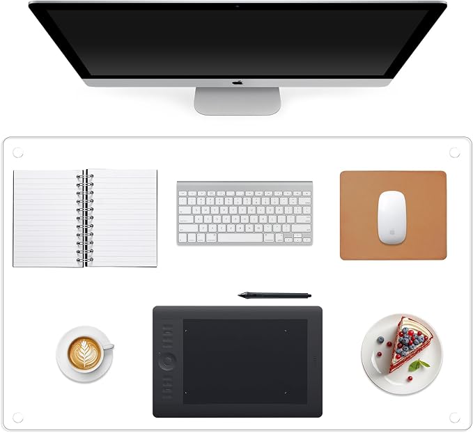 Tempered Glass Desk Pad to Protect Desk,Clear Office Desk Pad for Keyboard and Computer Monitor,Glass Desk Mat for Desktop Dry Erase,20 x 32 inch