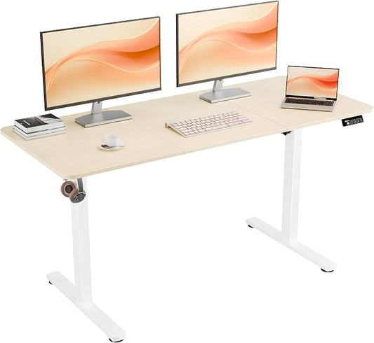 ERGOMAKER 55"x24" Standing Desk, Adjustable Sit-Stand Home Office, Oak | Electric Adjustable Standing Desk, Sit to Stand Computer Office Desk with Splice Board, Memory Preset, Lifts 28.7''-46.5"