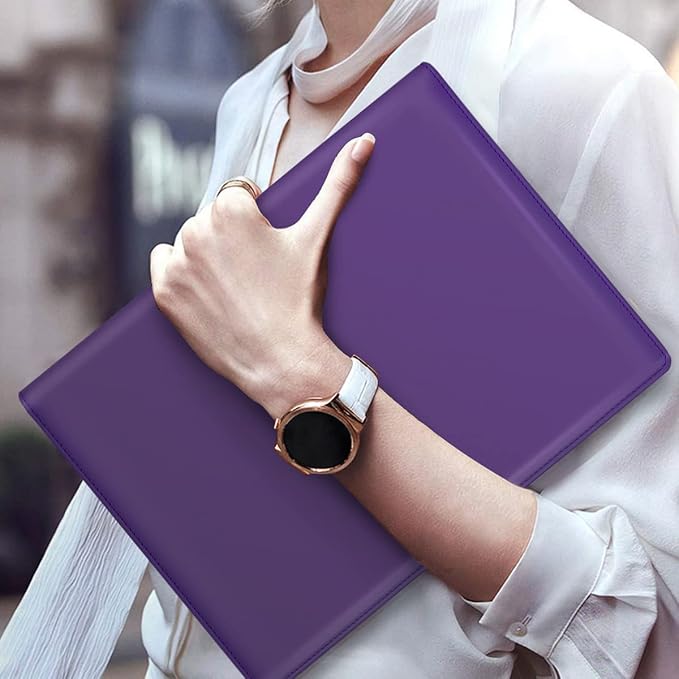 Resume Portfolio Folder, Padfolio Clipboard, Writing Portfolio Leather Clipboard with Cover for Legal Pad Holder Letter Size A4 for Business Conference Notepad Clip Boards, Purple