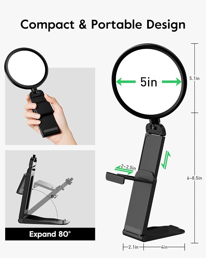 2 Pack Zoom Lighting for Computer, 5“ Small Lighting for Video Call/Conference/Streaming, 50 Modes CRI>97.8, 3000K-6500K, Ring Light with Stand for Laptop/Monitor/Webcam