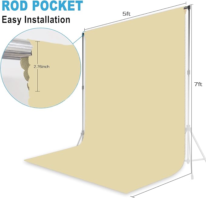 Tan Backdrop for Photoshoot Professional Photo Backdrop Background Curtain for Product Photography Portraits Wedding Party Live Streaming Video Recording 5X7 FT