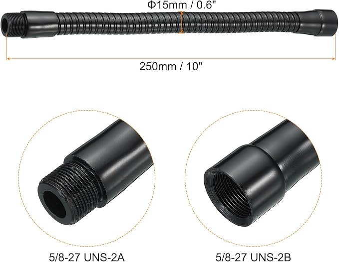 PATIKIL 10" Microphone Gooseneck, 5/8"-27 Thread Metal Universal Hose Flexible Arm Gooseneck Tube Extension for Multifunction DIY, Black