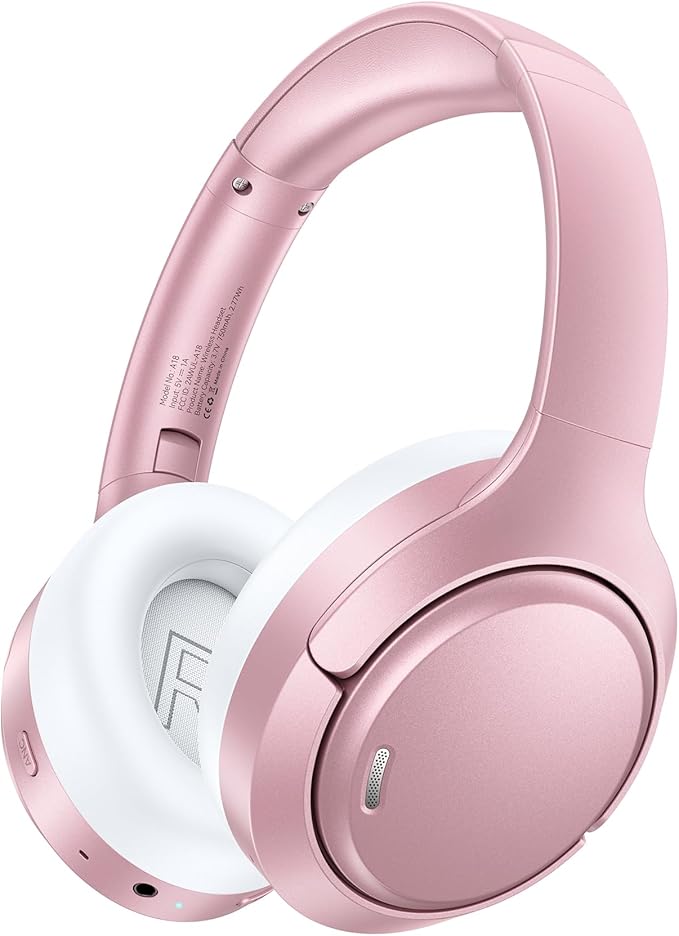 Hybrid Active Noise Cancelling Bluetooth 6.0 Headphones 120H Playtime 6 ENC Clear Call Mic, Over Ear Headphones Wireless with Hi-Res Audio Comfort Earcup Low Latency ANC Headphone for Travel Workout