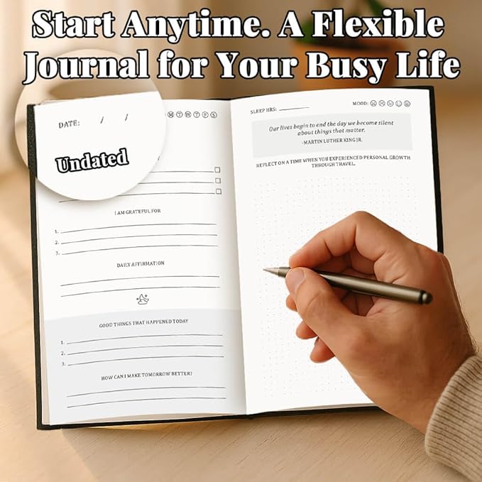 Self-Mastery Journal for Men 2026- Gratitude Journal for Daily Reflection, Mindfulness, and Self-Care - Guided Manifestation Journals - Inspirational Goal Journals with Pen Holder (Black)