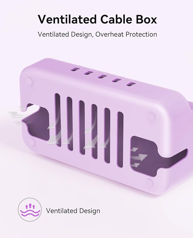 ORICO Cable Management Box with Phone Stand Lid, Large Cord Organizer Case for Hiding Power Strips & Surge Protectors, Heat Dissipation Desktop Wire Hider for Home, Office, School - PB02