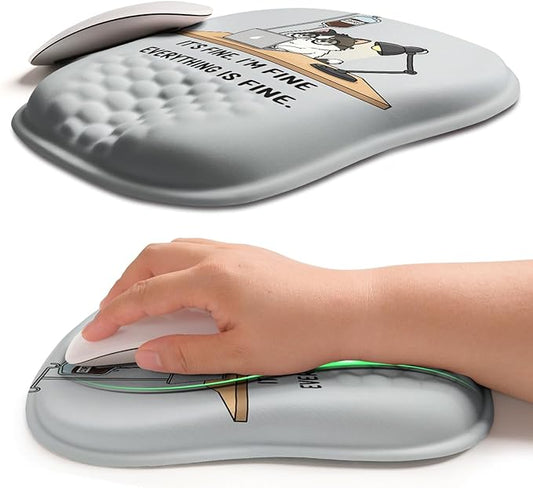 Hokafenle Ergonomic Wrist-Hugging Mouse Pad Wrist Support, U-Shaped Holding Wrist Rest Mousepad for Carpal Tunnel Pain Relief with Cushioned Memory Foam Slope Massage Bulge (10.2x8.3 in,It is fine)