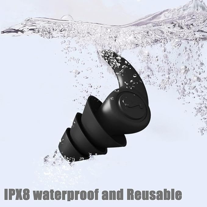 Swimming Ear Plugs 3 Pairs Reusable Silicone Noise-Reducing Earplugs for Sleep Deep Focus Swimming Snorkeling Showering Adults Orange+White+Green