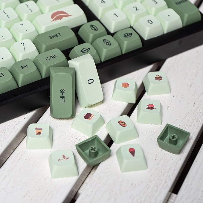 mintcaps Matcha Green PBT Keycaps Set 124 Keys XDA Profile Cute Keycaps Custom Dye-Sublimation Keyboard Key caps for 60% 65% 70% 75% 100% Cherry Gateron MX Switches Mechanical Keyboards