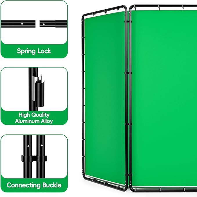 7.87x13.12ft Portable Green Screen Backdrop Kit, Large Collapsible Greensceen Photography Background with Heavy Duty Stand for Parties, Photo Studio Video Shooting, Live Streaming, Keying, Stage