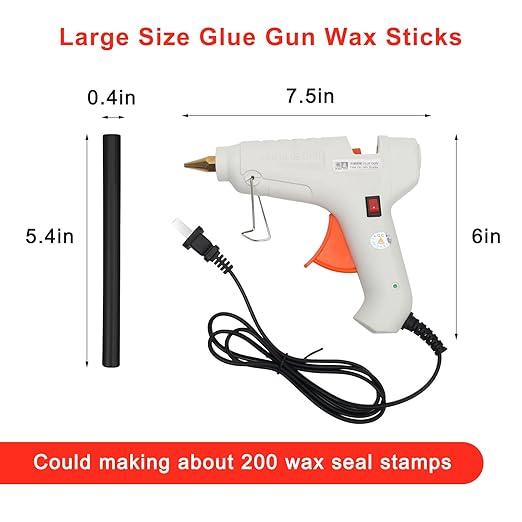 Sealing Wax Sticks 12P with Glue Gun, Luxiv 5.4" Sealing Waxs Stick 10MM Fire Manuscript Glue Gun Wax Seal Stamp for Wedding Invitations, Envelopes, Package Seal Waxs Sticks (Black)