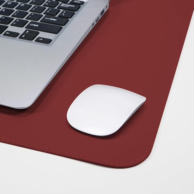 AFIING Cork Desk Mat 47" x 23.6", Dual-Sided Natural Cork & PU Leather Desk Pad, Non-Slip Waterproof Large Mouse Pad for Office, Home & Gaming (Red)