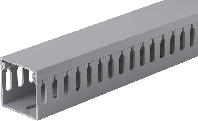1.4"H x 1.4"W Cable Raceway, 132in Under Desk Wire Management Channel, Grey | Slotted Wire Duct, 8Pack, 16.5in Each, Heavy-Duty PVC Cable Management for Server Racks, Network Cables & Electrical Cabinets