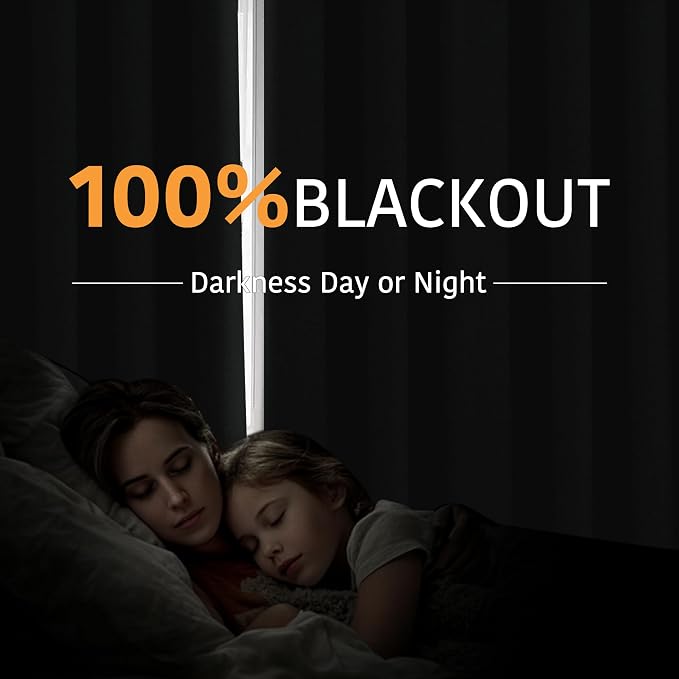 RYB HOME Extra Wide 100% Blackout Patio Door Curtain 96 inch Long, Grommet Room Darkening Room Divider Drapes, Sliding Door Curtains for Living Room/Bedroom Large Window, White, W100 x L96