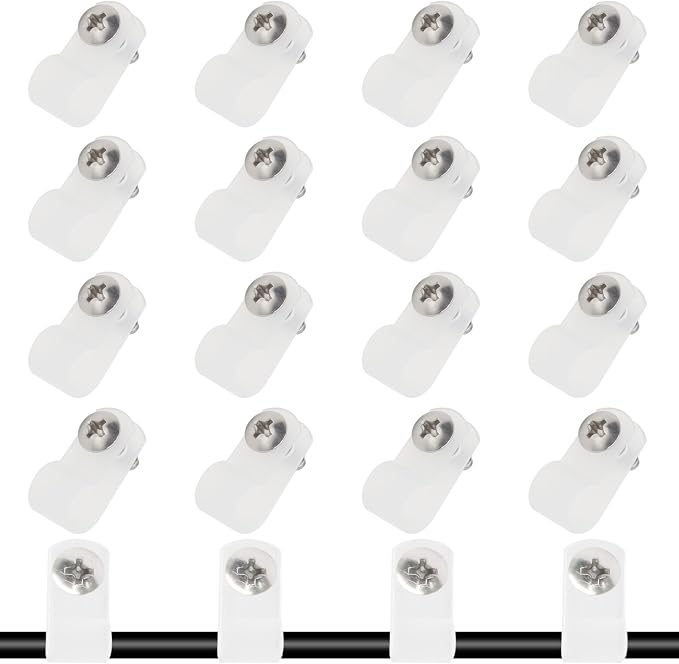 50 Pcs 1/3 Inch White Nylon R-type Cable Clip Wire Clamp | 8.4mm, Wire Management, Stainless Steel Screws Included