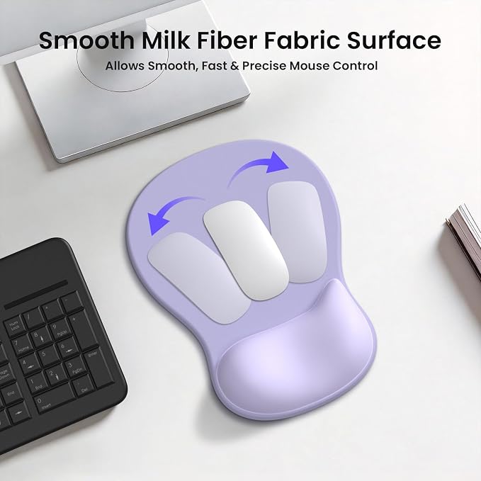 AKIT Ergonomic Mouse Pad and Keyboard Wrist Rest Set,Memory Foam,Purple | 3-in-1 Set Includes Mouse Pad and Keyboard Wrist Rest Memory Foam for Comfort Non-slip Base Suitable for Home Office Gaming