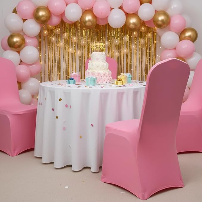 Spandex Dining Chair Cover Covers Slipcover for Wedding Banquet (Light Pink)