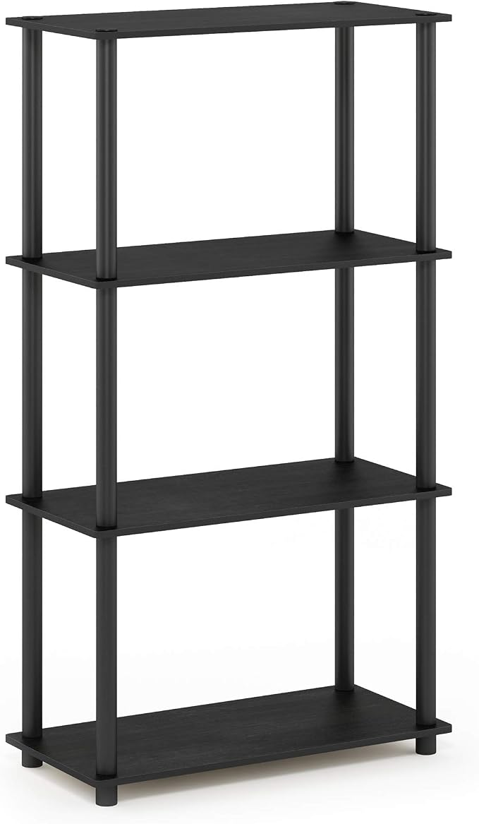 Furinno Turn-N-Tube 4-Tier Multipurpose Shelf Display Rack, Round Tubes, Americano/Black