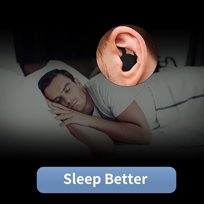 Noise Reduction Ear Plugs, NRR 40dB Ultra Comfortable Silicone Reusable Ear Plugs for Sleeping, Snoring Swimming, Studying, Concerts, Noise Cancelling and Hearing Protection Black