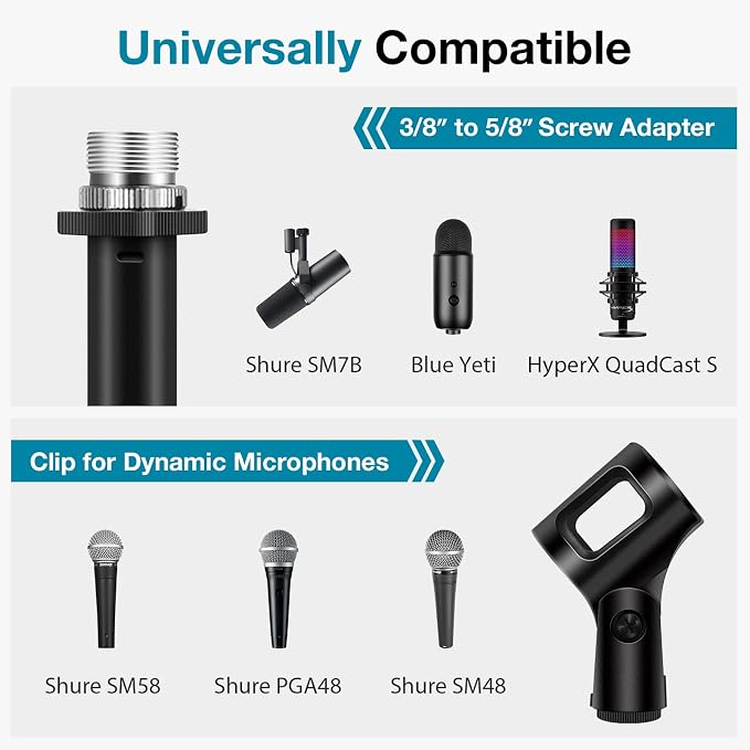 InnoGear Low Profile Mic Arm, 360° Rotatable Microphone Arm Stand Foldable Desk Mic Boom Arm for Fifine AM8 K669B Blue Yeti HyperX QuadCast SoloCast AT2020 and Other Mics