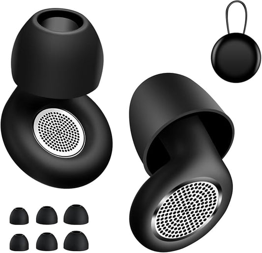 Reusable Silicone Ear Plugs, 41dB NRR Noise Cancelling Earplugs, Washable Soft Noise Reduction Earplugs with Portable Case for Sleeping Snoring Travel Work Study(Black)
