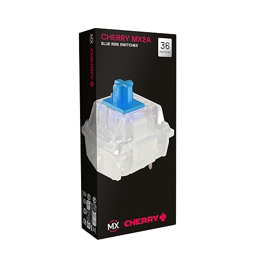 CHERRY MX2A RGB Blue Switch Kit, 36 Mechanical Keyboard Switches, for DIY, Hot Swap or Gaming Keyboard, Tactile Switch with Click (Clicky), Loud & Noticeable