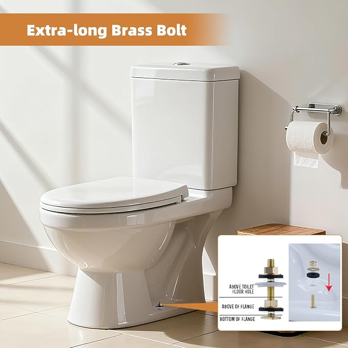 Hibbent Extra Thick Toilet Wax Ring Replacement Kit, Universal Toilet Seal Ring with Brass Toilet Floor Bolts and Retainer Washers, PE Flange Fits 3 Inch and 4 Inch Drain Pipes