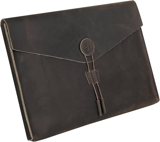 Genuine Leather Envelope Document Holder， Leather File Folder Organizer，Envelope Document Holder for Men&Women, Personalized Folio Laptop Sleeve Case for 15" Laptops, Tablets