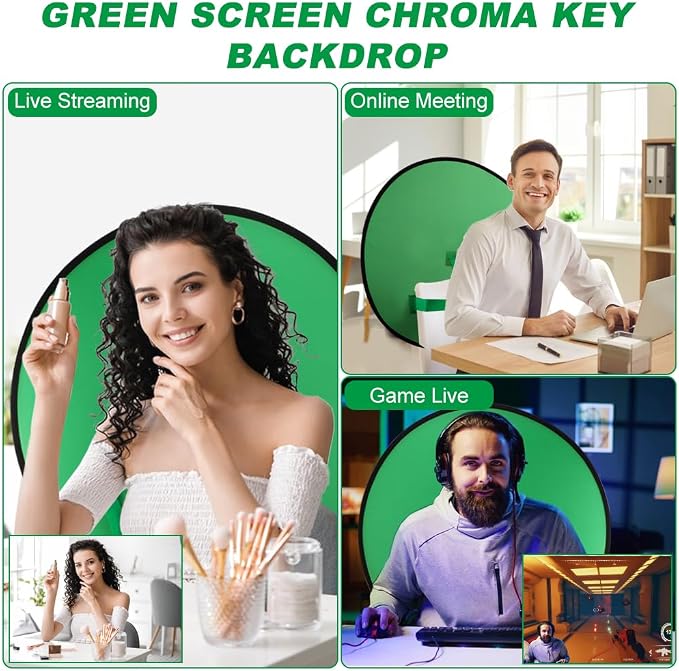 1 PC Green Screen Background, Nylon Background Screen Portable Foldable Backdrop for Live Streaming, Chair Photo Studio Solid (Green, 75cm，only Screen,NO Stand)