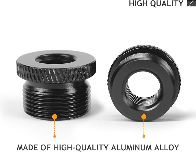2 Pack Screw Thread Adapter, 5/8" Male to 3/8" Female Mic Screw for Blue Yeti/Blue Snowball/Yeti X Microphone Stand Mount (Black)