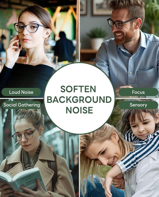 Ear Plugs for Noise Reduction - Discreet,Clear Speech Earplugs for Noise Sensitivity - 33dB Background Sound Relief Ear Stopper with Case for Overstimulated Parenting,Social Gathering,Work