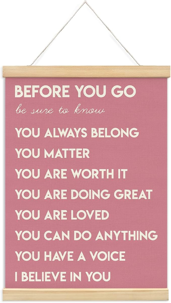 Mental Health Positive Affirmations Inspirational Wall Art Decor, Therapist Nurse Office Signs Wall Art Decor For Office Kids Teen Girls Room Bedroom Playroom Wall Decor Wood Posters Framed（pink）