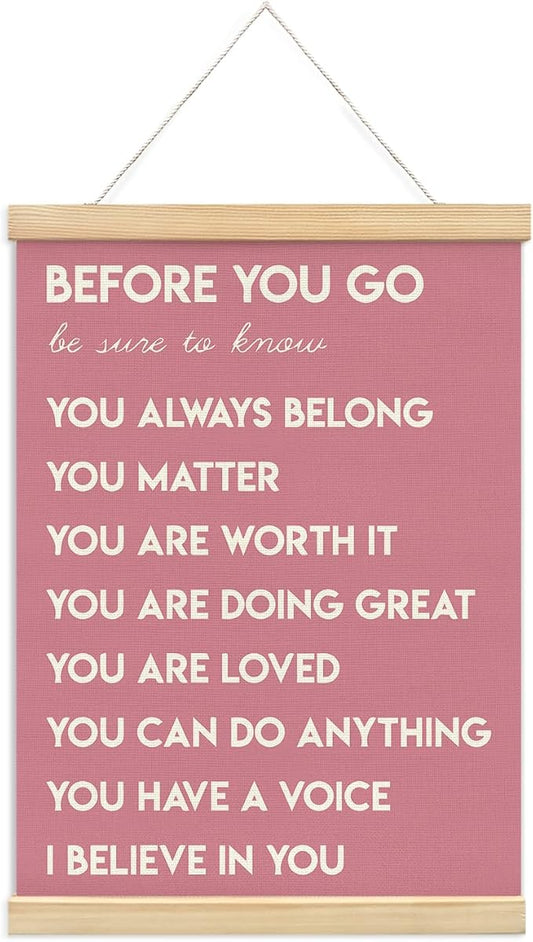 Mental Health Positive Affirmations Inspirational Wall Art Decor, Therapist Nurse Office Signs Wall Art Decor For Office Kids Teen Girls Room Bedroom Playroom Wall Decor Wood Posters Framed（pink）