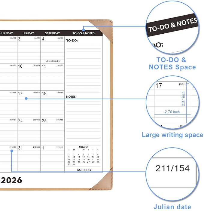 Large Desk Calendar 2026-2027 with Desktop Mat, KOPEESY 22" x 17" Desktop Calendar, 18 Mouths From July 2026 to December 2027, Office Supplies Desk Blotter Calendar for Home School and Office