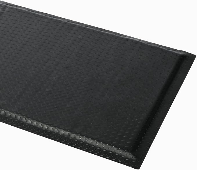 Anti Fatigue Mat 3x5Ft 15/16" Thick Soft Sponge Ergonomic Mat Black | Dense Comfort Double Shift Floor Mat Tenacious Diamond Ridge Unwavering Standing Mat Woodshop Metal Fabrication
