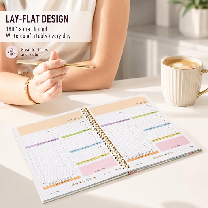 ADHD Daily Planner - Productivity Planner & Undated Task Management Organizer for Neurodivergent Adults, Focused Planners for Men & Women - B5 Blue Flowers