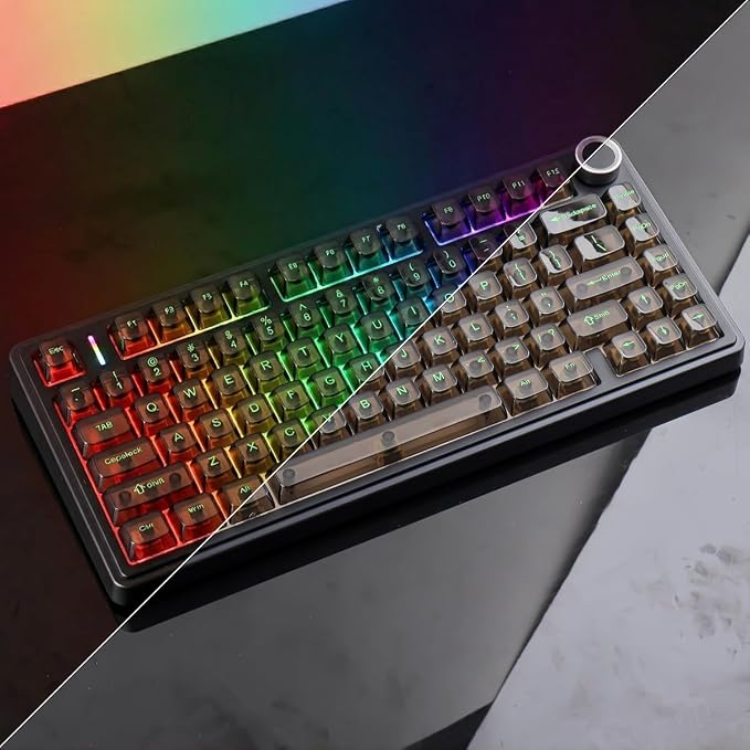 Sunzit Black Transparent Keycaps, OEM Profile Keycap Set, Custom Minimalist Style Keycaps, Fully Backlit Key Cap for MX Switches Mechanical Keyboard