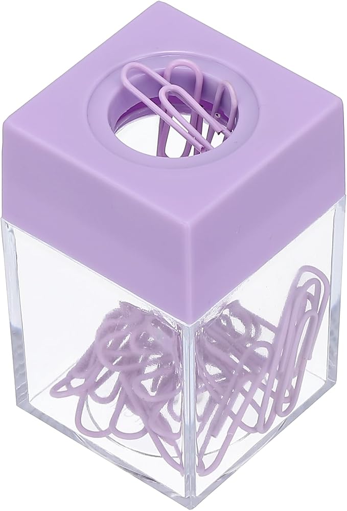 PATIKIL Magnetic Paper Clip Holder Dispenser, Large Capacity Paper Clip Organizers with Magnetic Top for Desk Supplies, Office, Classroom, Home, Purple