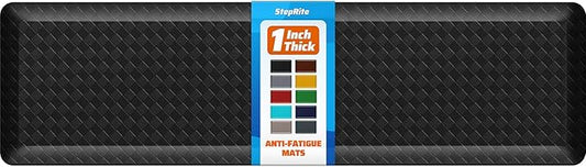 StepRite 1” Thick Kitchen Mats for Floor, Anti Fatigue Kitchen Rugs, Non-Slip,Heavy Duty Water Resistant Kitchen Rug, Standing Desk Mat for Friends, Family, Home, Kitchen, Office (72" x 20", Black)