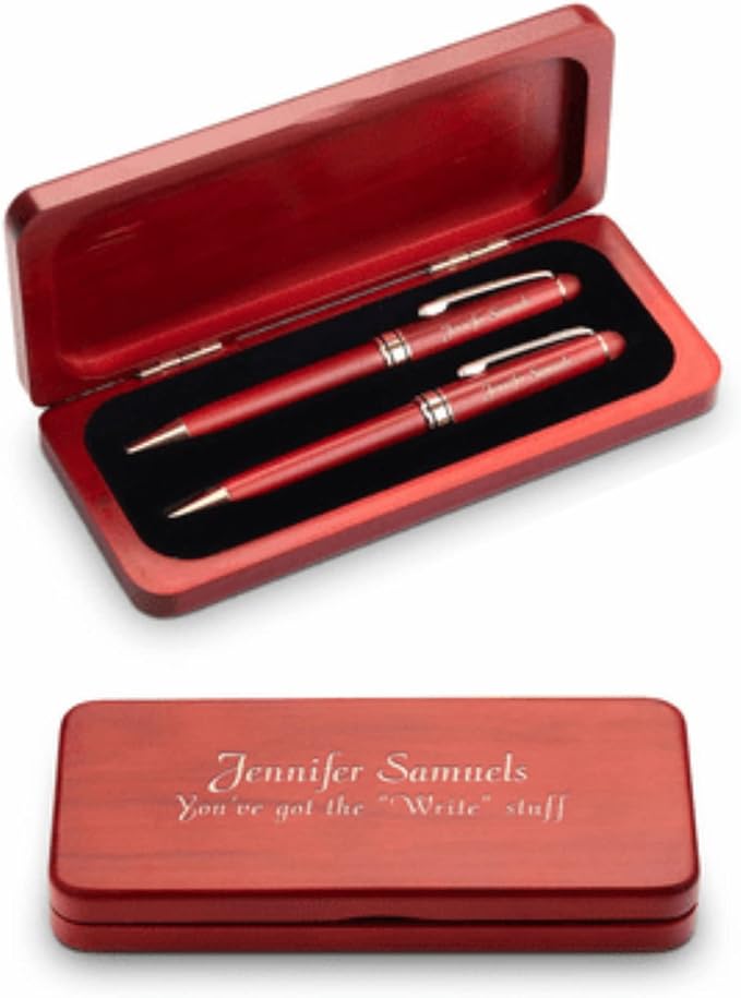 Executive Gift Shoppe | Elegance Collection Cherry Finish Laser Engraved Pen & Pencil Set