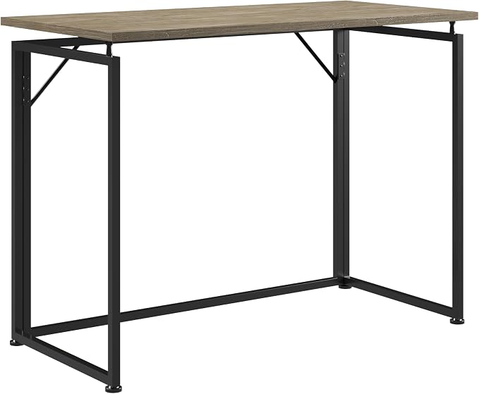 40" W Folding Desk for Small Spaces, Folding Table or Portable Computer Desk, Space-Saving Workstation for Home Office, Bedroom, Dorm and Study, No Assembly Required, Grey