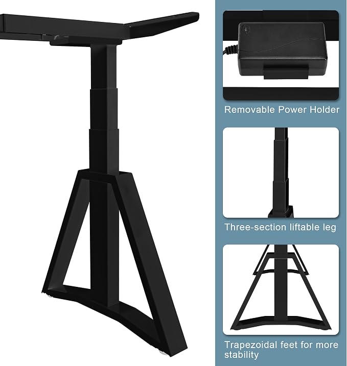 Fromann Standing Desk Frame Dual Motors 3 Stages Electric Height Adjustable Sitting Stand Up Desk Base Legs Only (Black)