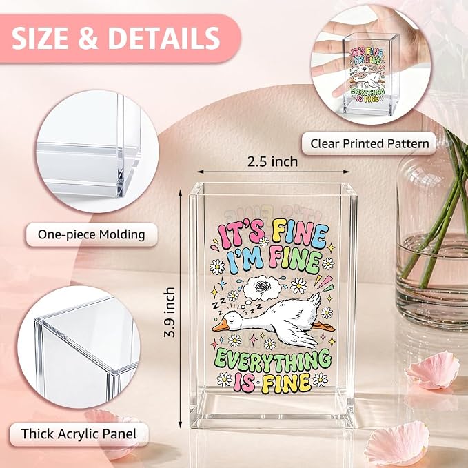 It's Fine I'm Fine Everything Funny Silly Goose Pencil Holder Cup | Goose Pen Holder Gifts for Women Men Coworkers HR Teacher Boss Friend, Goose Lover Gifts, Home Office Desk Decor Organizer