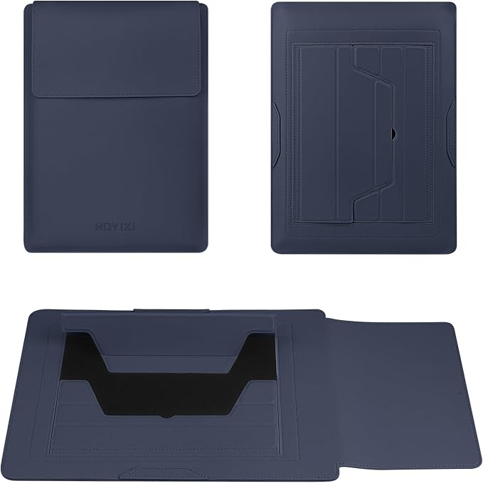 HoYiXi 15.6" Laptop Sleeve Case PU Leather with Stand Compatible with MacBook Pro 16/15.4'' MacBook Pro 15, Mac Air 15/ Dell, Matebook,Asus,15-16'' Laptop Bag,(Patent Pending),Blue