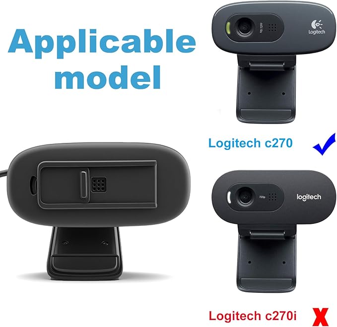 Webcam Cover for Logitech C270/C310 HD Webcam, Slide Shutter Privacy Cover with Precise Mic & LED Indicator Cutouts, Anti-Spy Shield for PC/Laptop (Black)